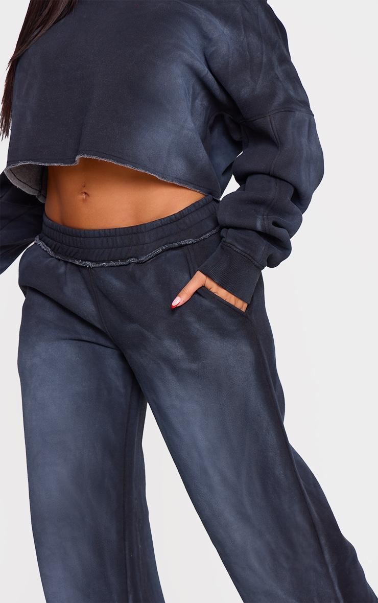 Shape Washed Black Distressed Waistband Wide Leg Sweatpants Product Image