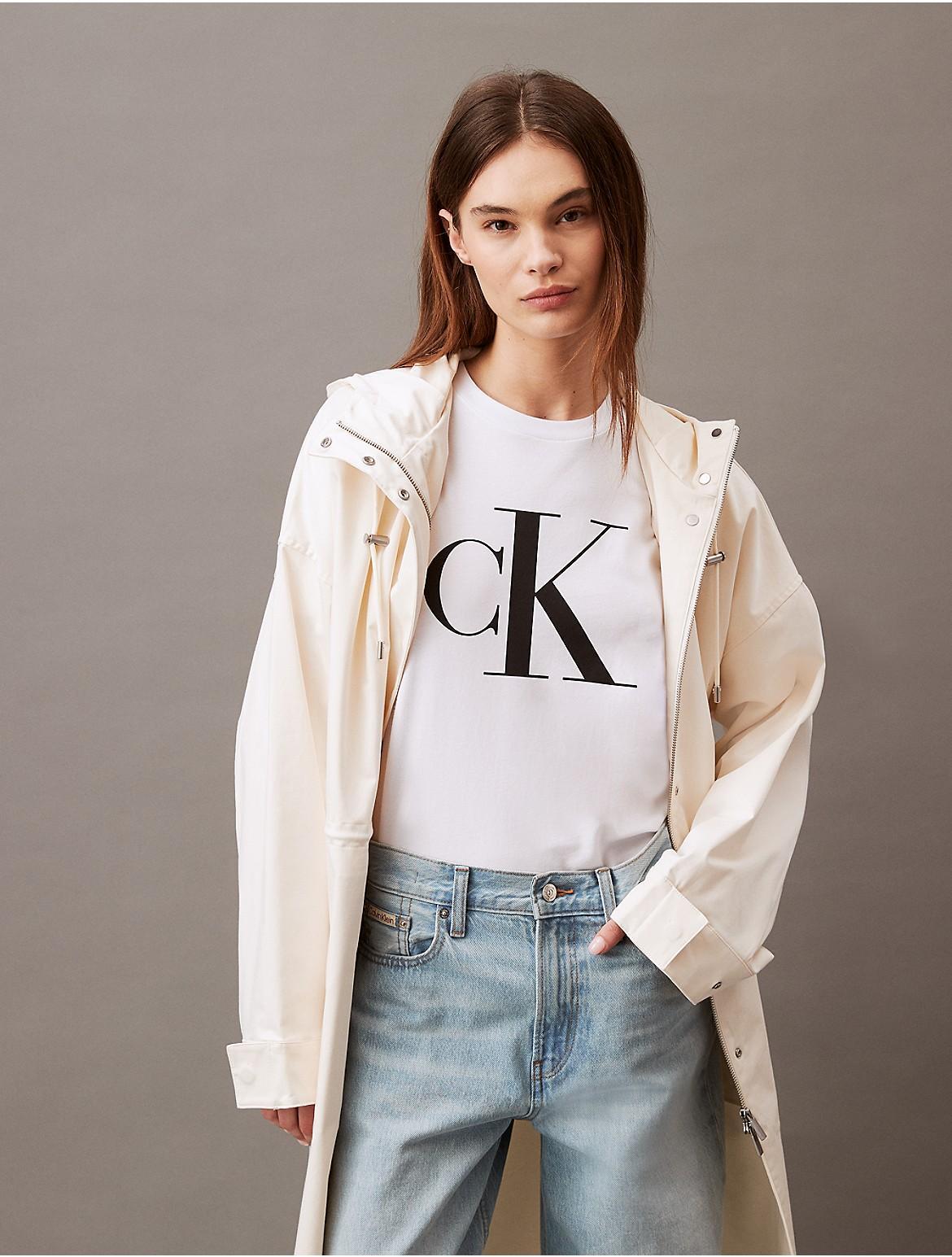 Calvin Klein Womens Monogram Logo Crewneck T-Shirt - Black - XL Product Image