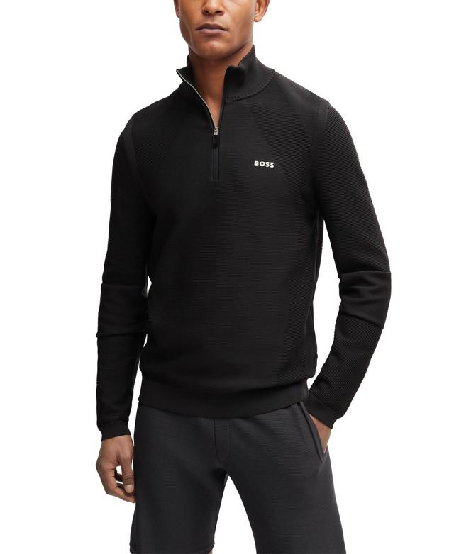 Boss by Hugo Boss Mens Contrast Logo Zip-Neck Sweater Product Image