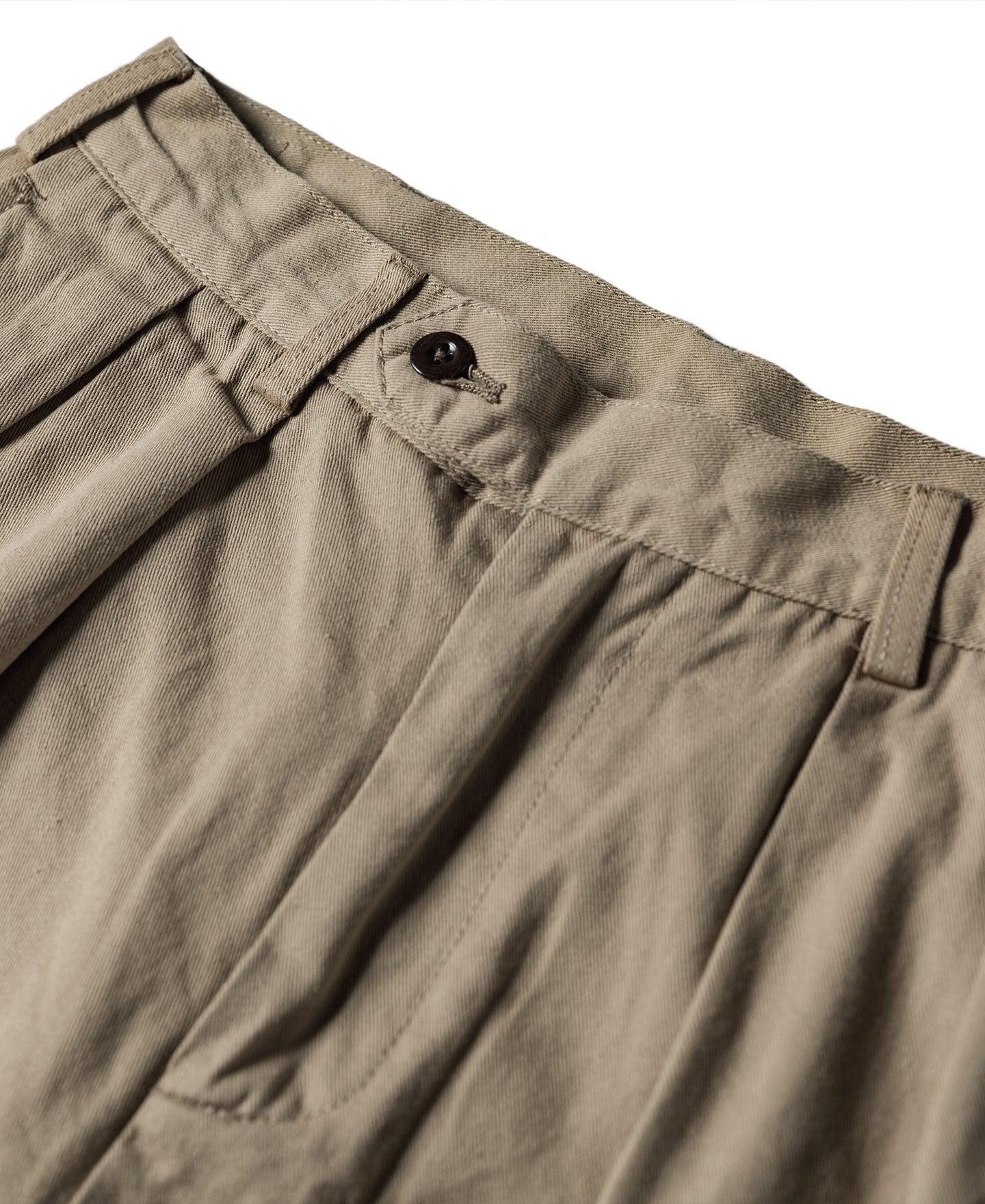 Classic Straight Leg Double Pleated Shorts - Khaki Product Image