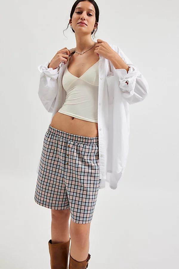 Urban Renewal Remnants Made In LA Longline Flannel Boxer Short Womens at Urban Outfitters Product Image