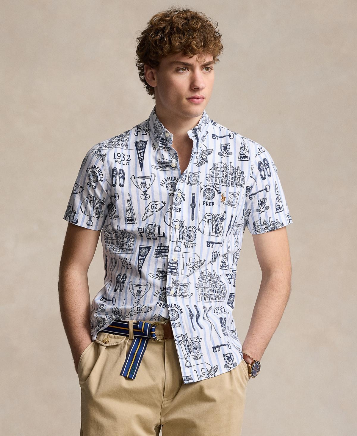 Mens Striped Short-Sleeve Oxford Shirt Product Image