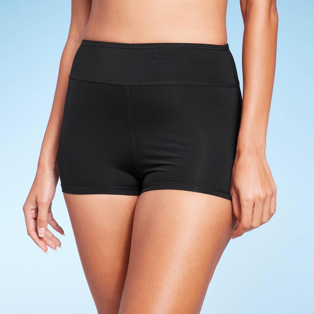 Womens Tummy Control High Waist Swim Shorts - Kona Sol Black Product Image