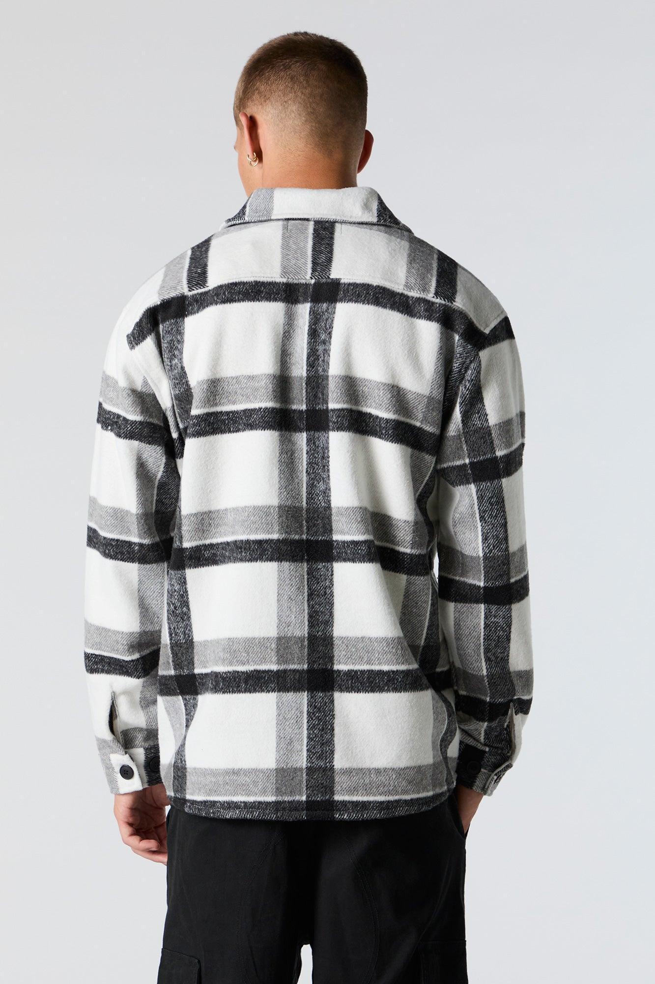 Plaid Button Front Shacket Male Product Image