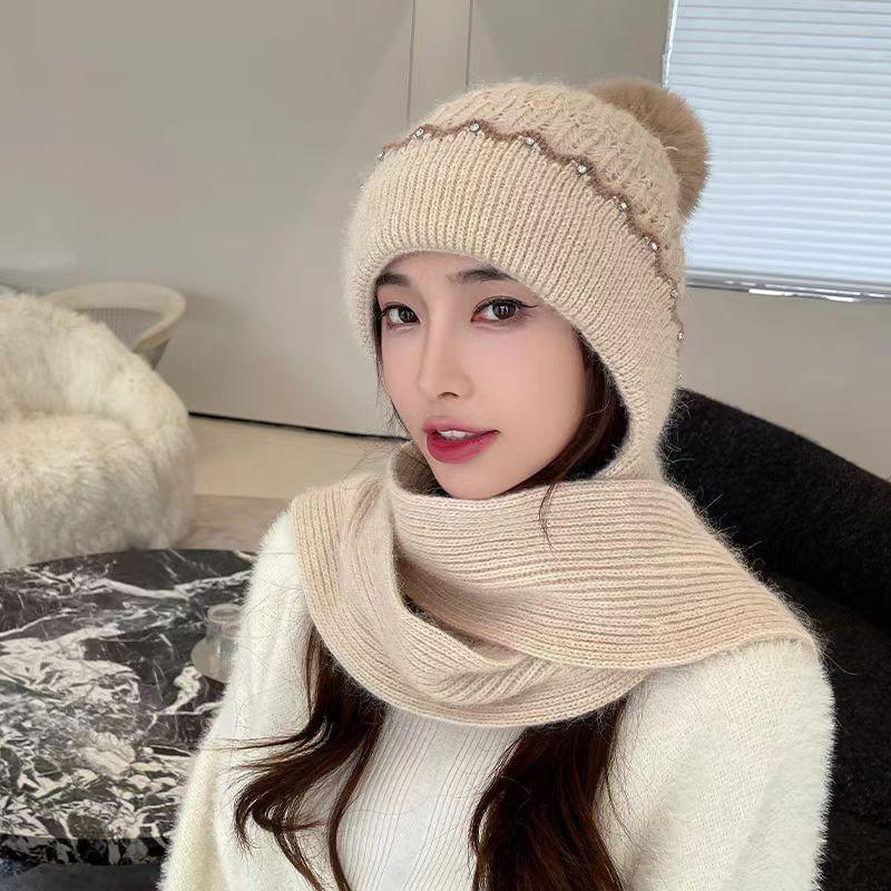 Pom-Pom Beanie with Scarf Product Image