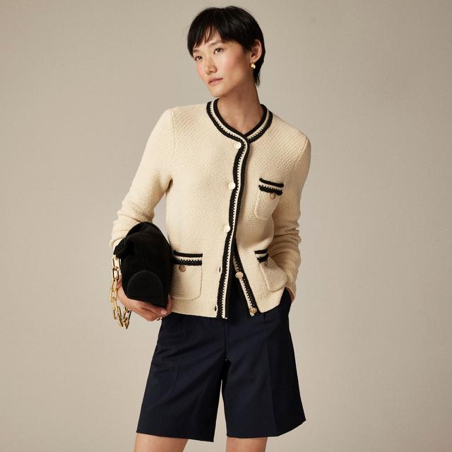 Contrast-trim cardigan sweater Product Image