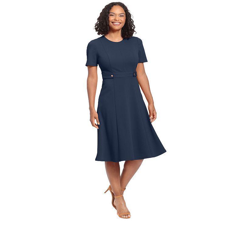 Womens London Times Solid Side Tab Fit & Flare Dress Product Image