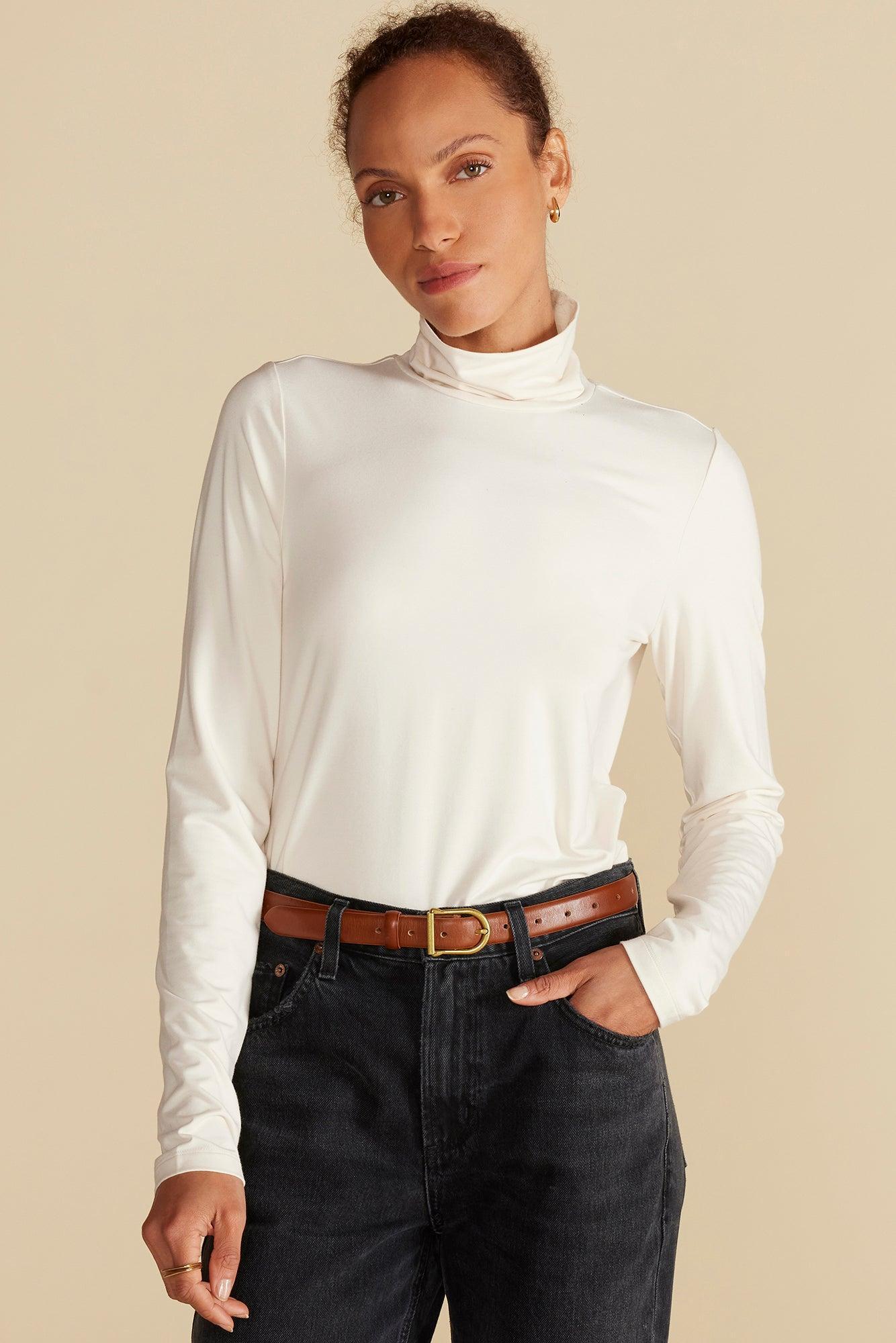 Flannery Bamboo Knit Turtleneck - Ivory Product Image