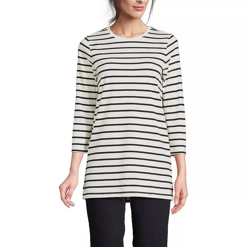 Petite Lands End 3/4-Sleeve Supima Cotton Crewneck Tunic, Womens Product Image