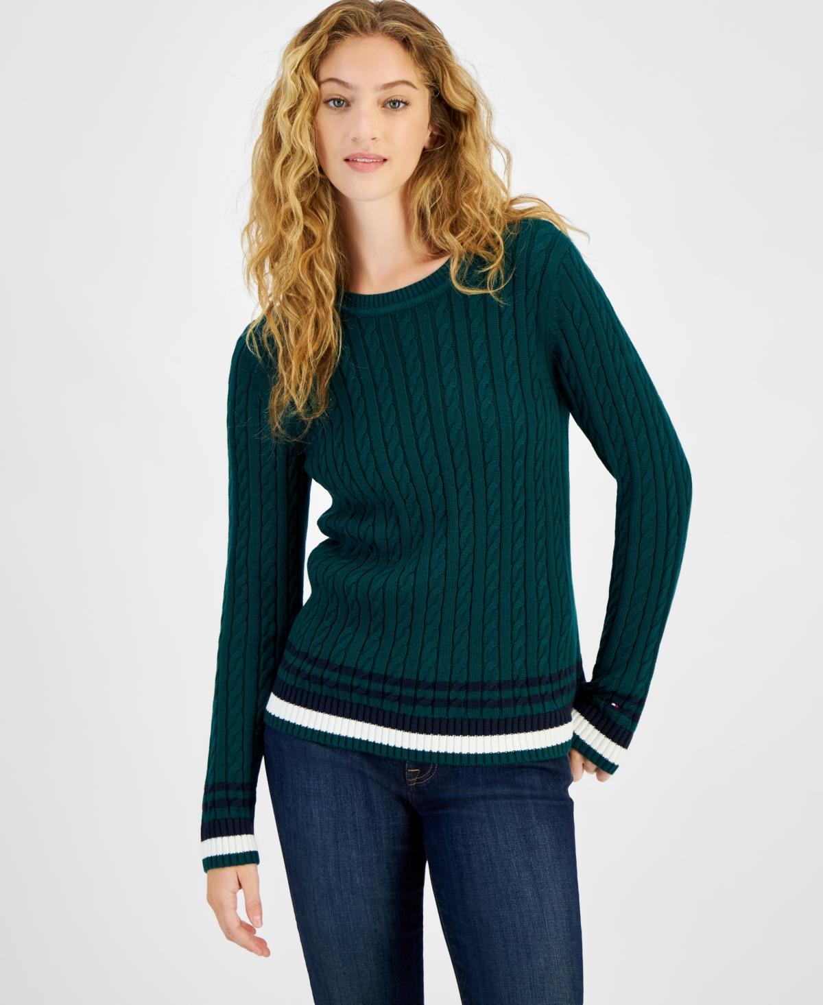 Tommy Hilfiger Womens Cable-Knit Crewneck Sweater Product Image