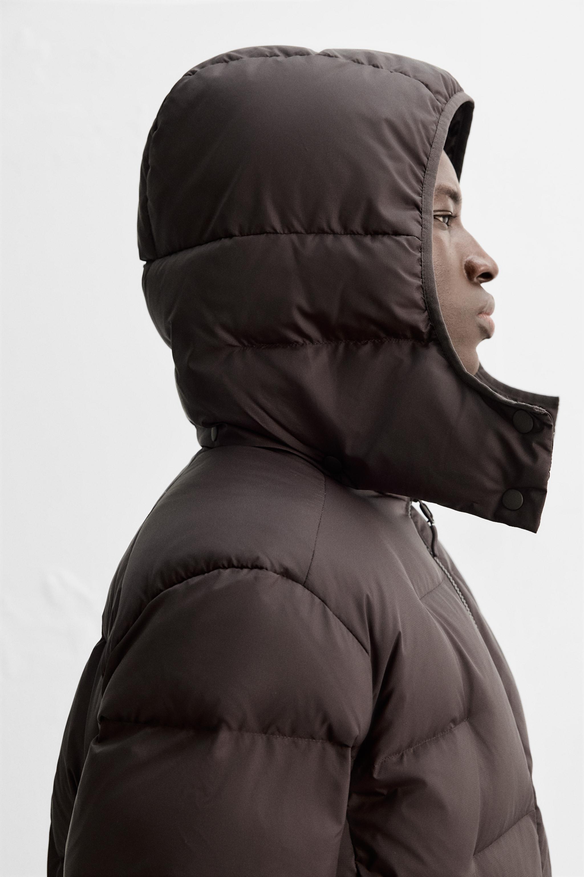 WATER REPELLENT 100% DOWN FEATHER HOODED PUFFER JACKET Product Image