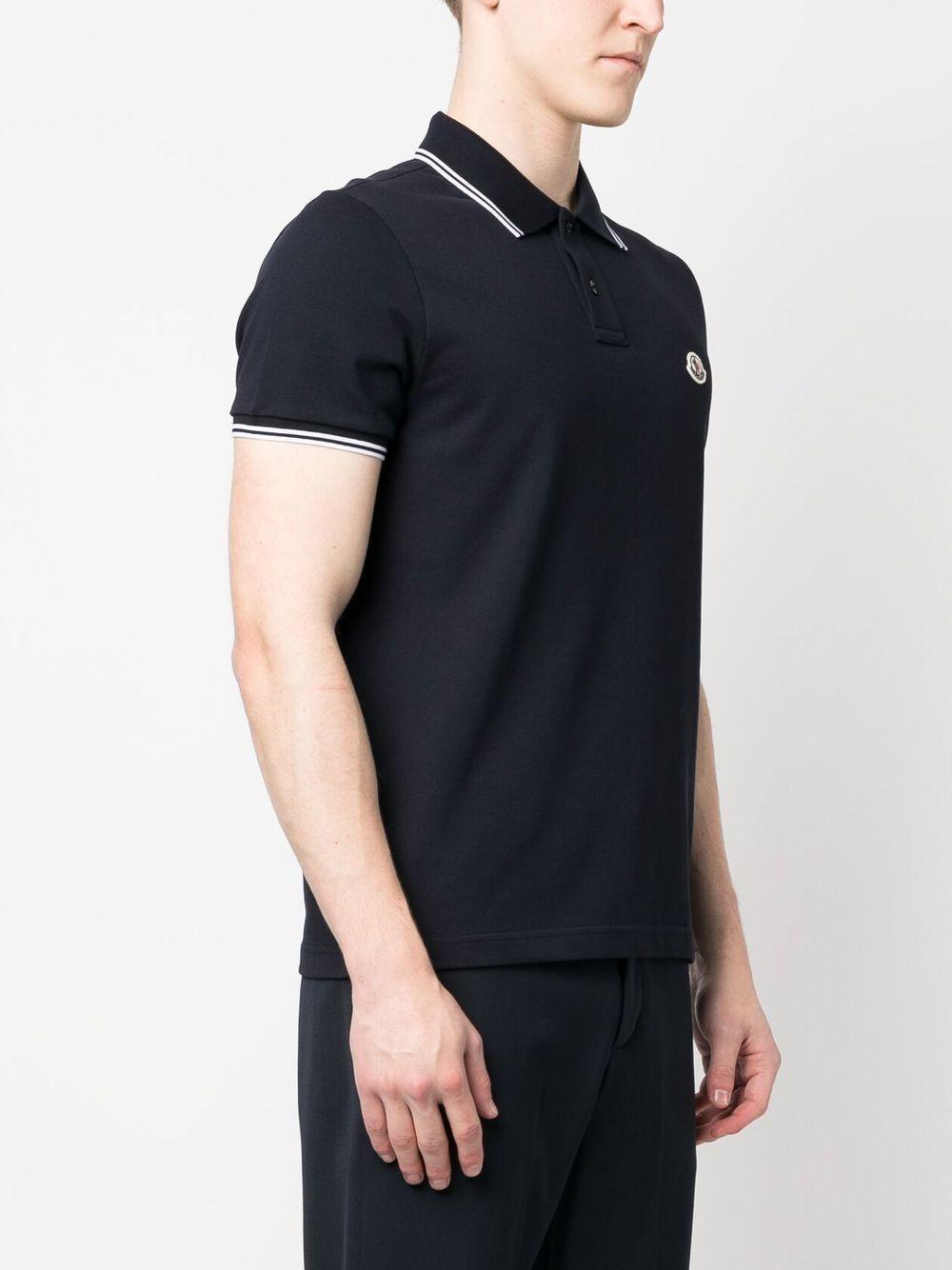 MONCLER Logo Patch Polo Shirt In Blue Product Image