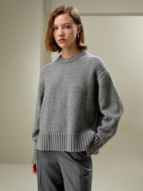 Boxy Crewneck Cashmere Sweater Product Image