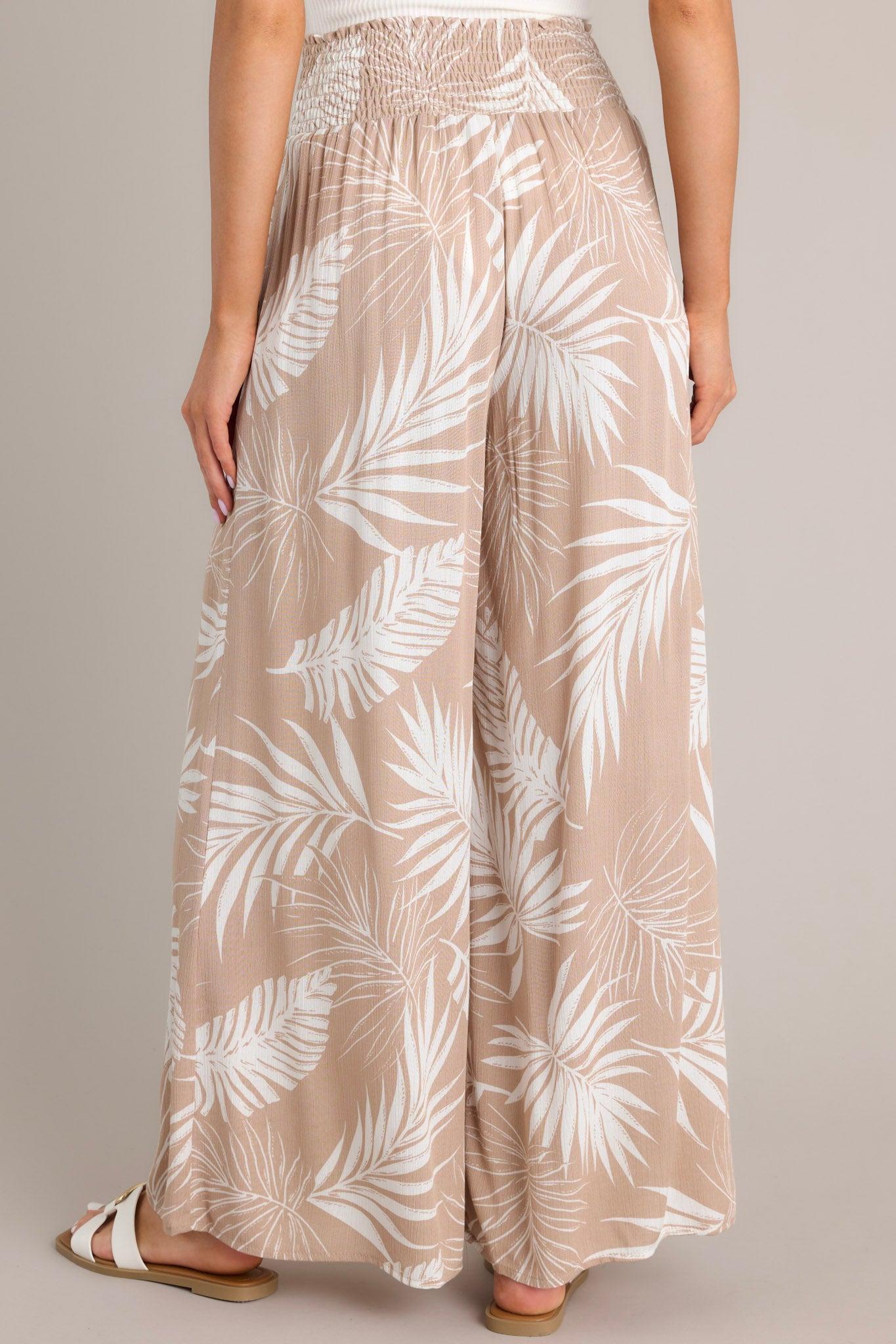 Sandy Palms Tan Tropical Print Pants Product Image