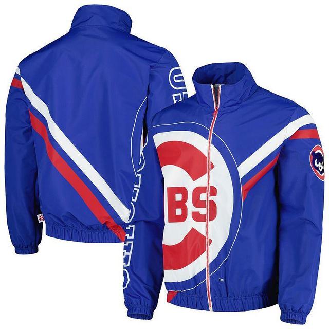 Mens Mitchell & Ness Royal Chicago Cubs Exploded Logo Warm Up Full-Zip Jacket Product Image