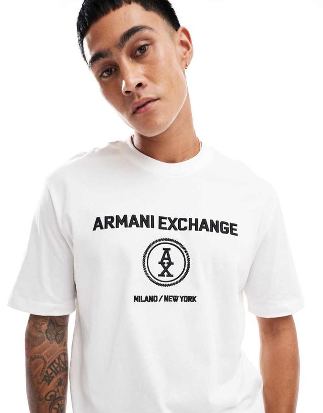 Armani Exchange double logo t-shirt in off white Product Image