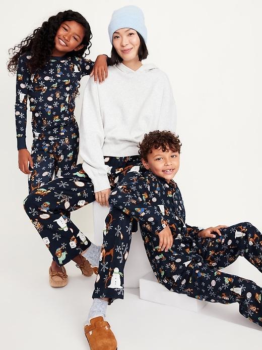 Printed Flannel Pajama Set Product Image