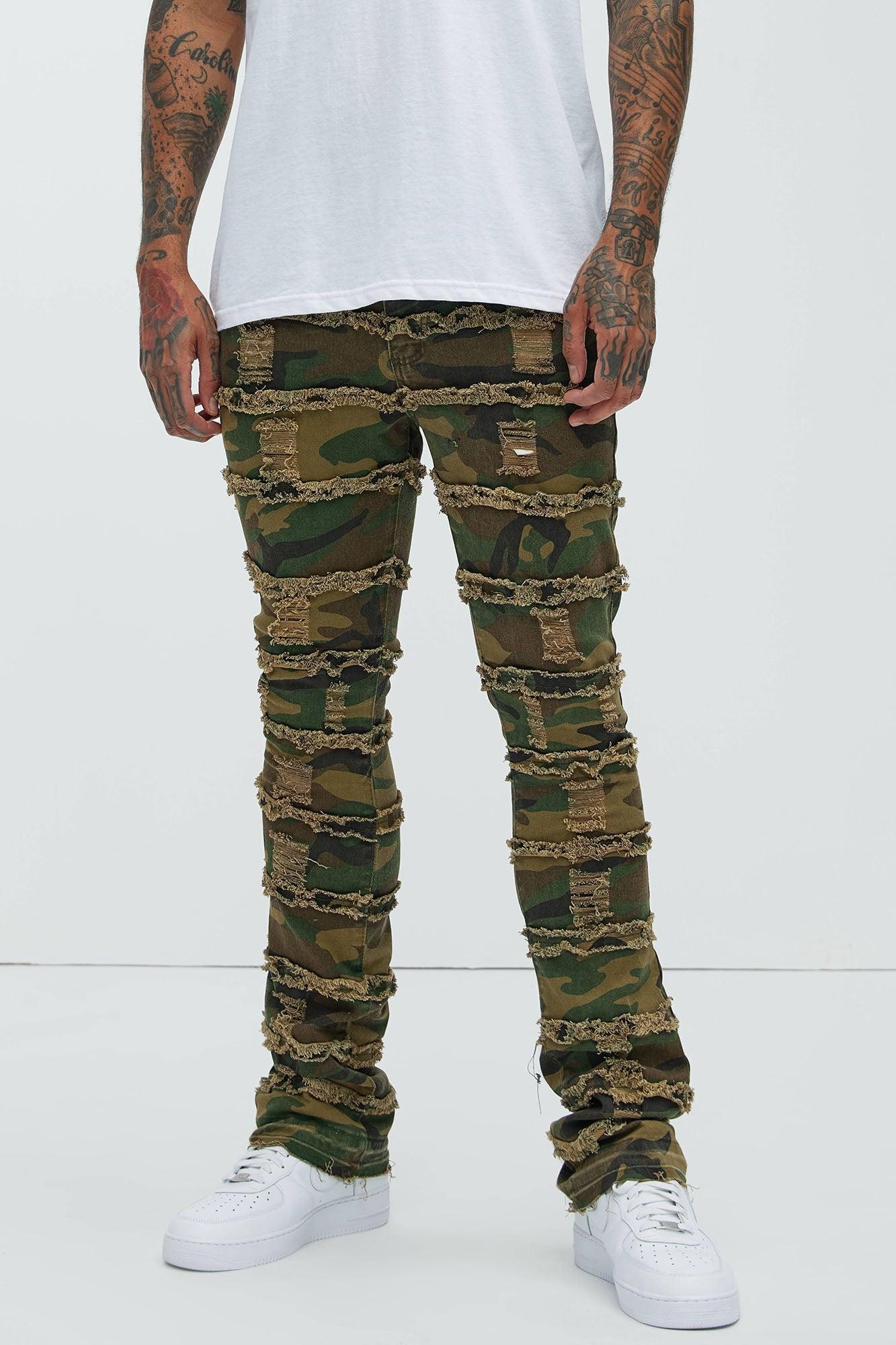 More Than You Frayed Slim Flare Pants - Camouflage product image