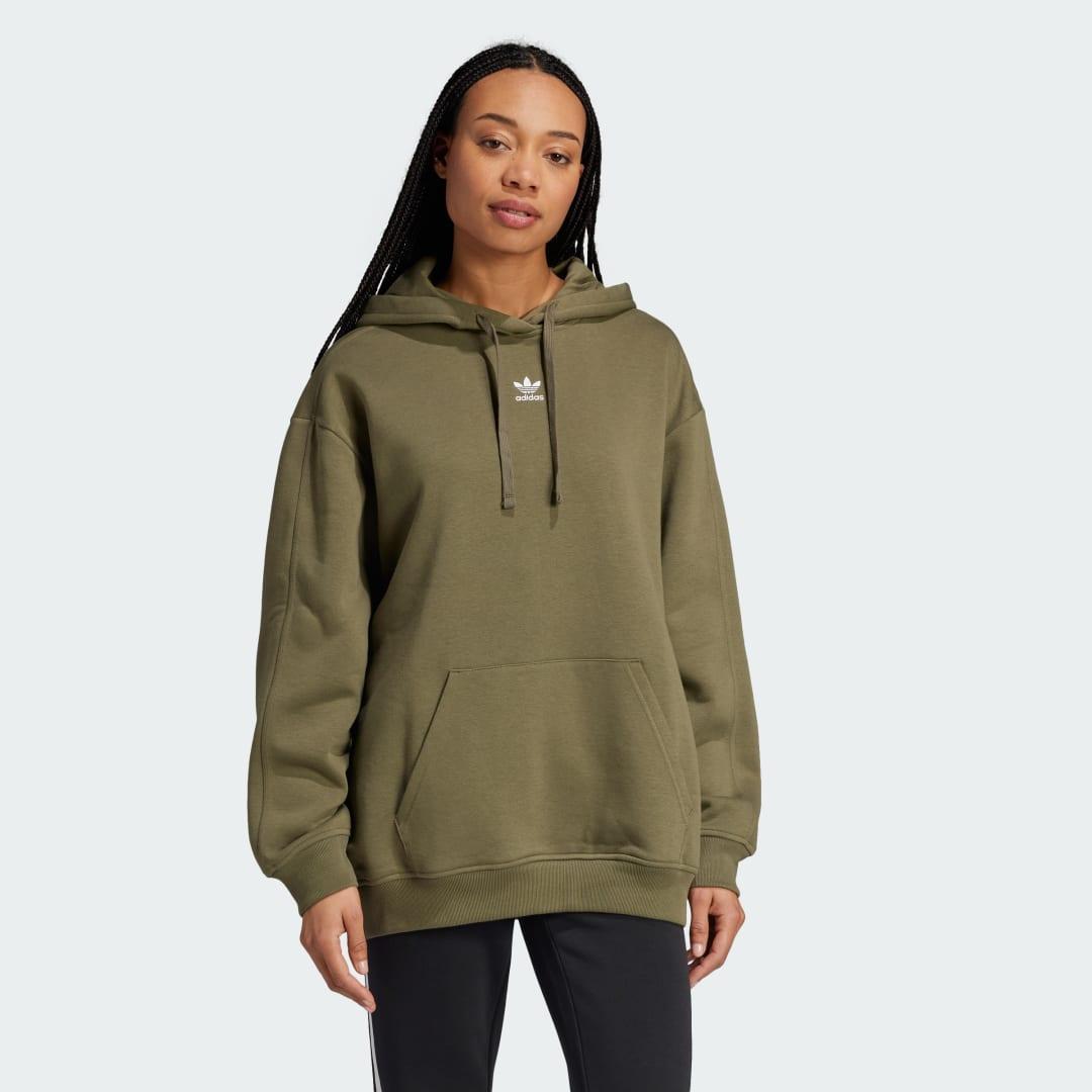 adidas Essentials Oversized Fleece Hoodie Medium Grey Heather M Womens Product Image