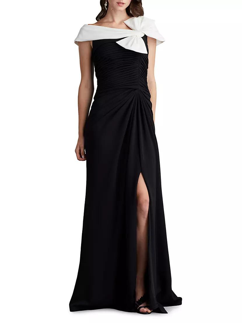 Knotted Bow & Gathered Crepe Gown Product Image