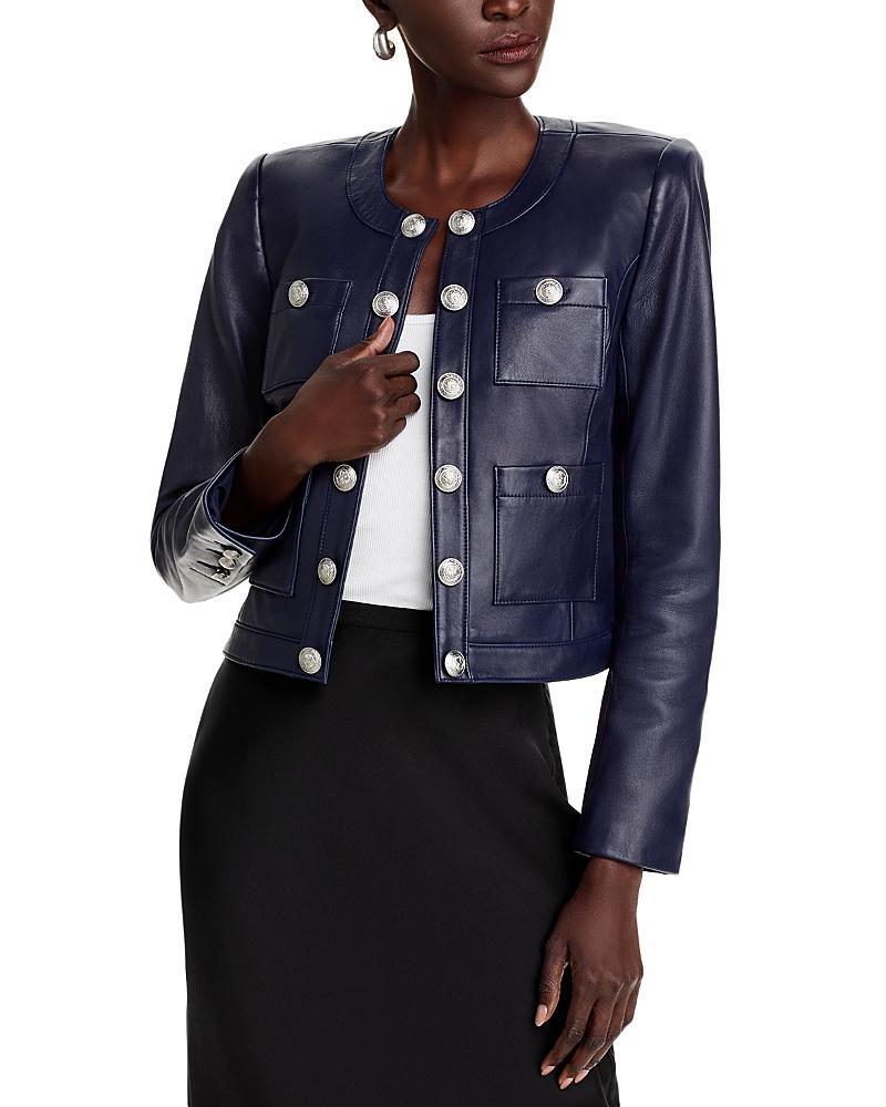 Womens Jayde Collarless Leather Jacket Product Image