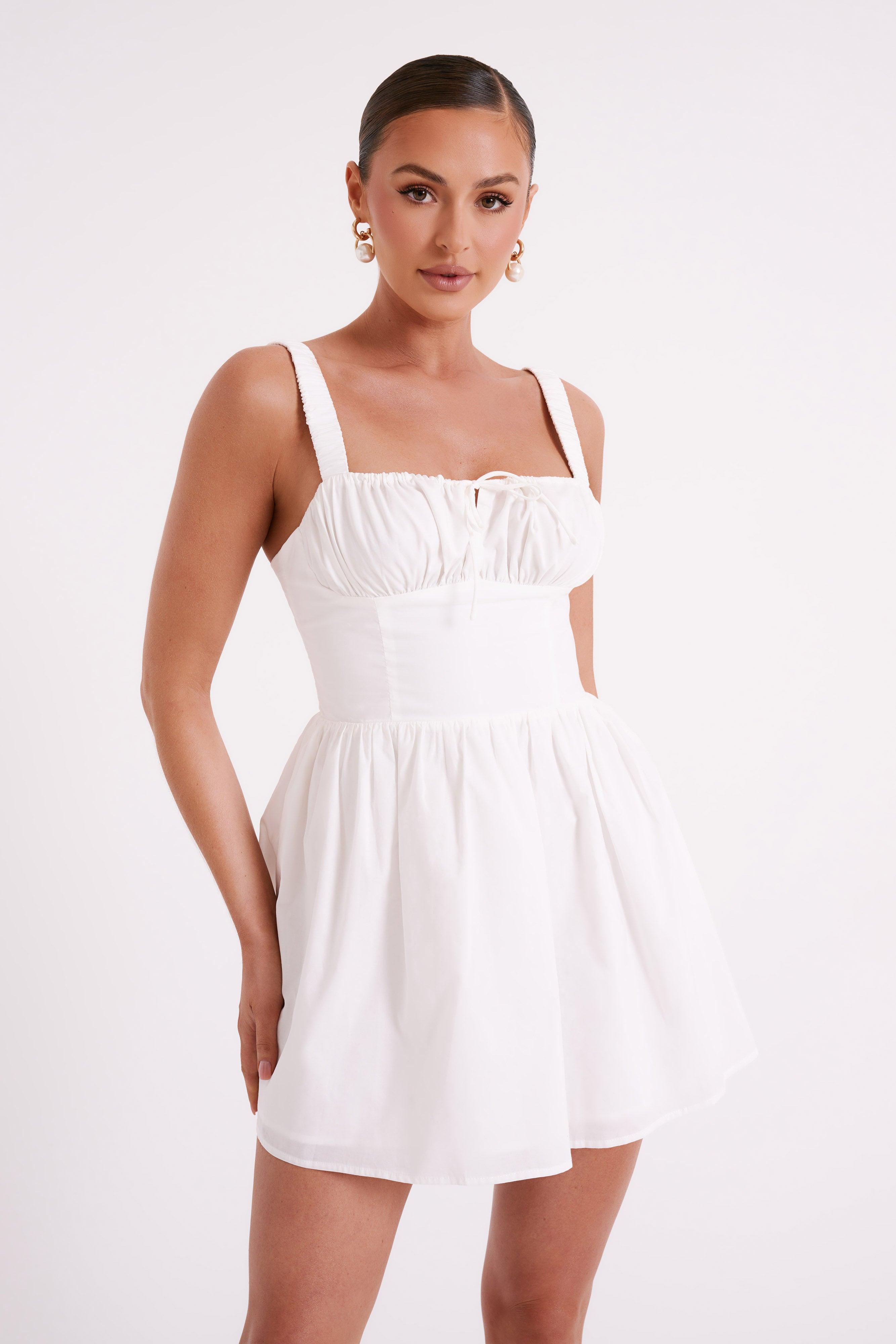 Roz Cotton Mini Dress - White Product Image