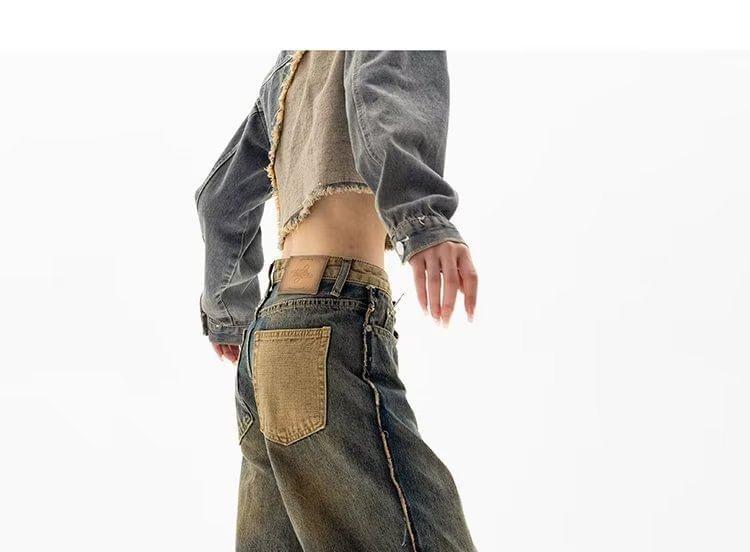 Mid Rise Washed Wide Leg Jeans Product Image