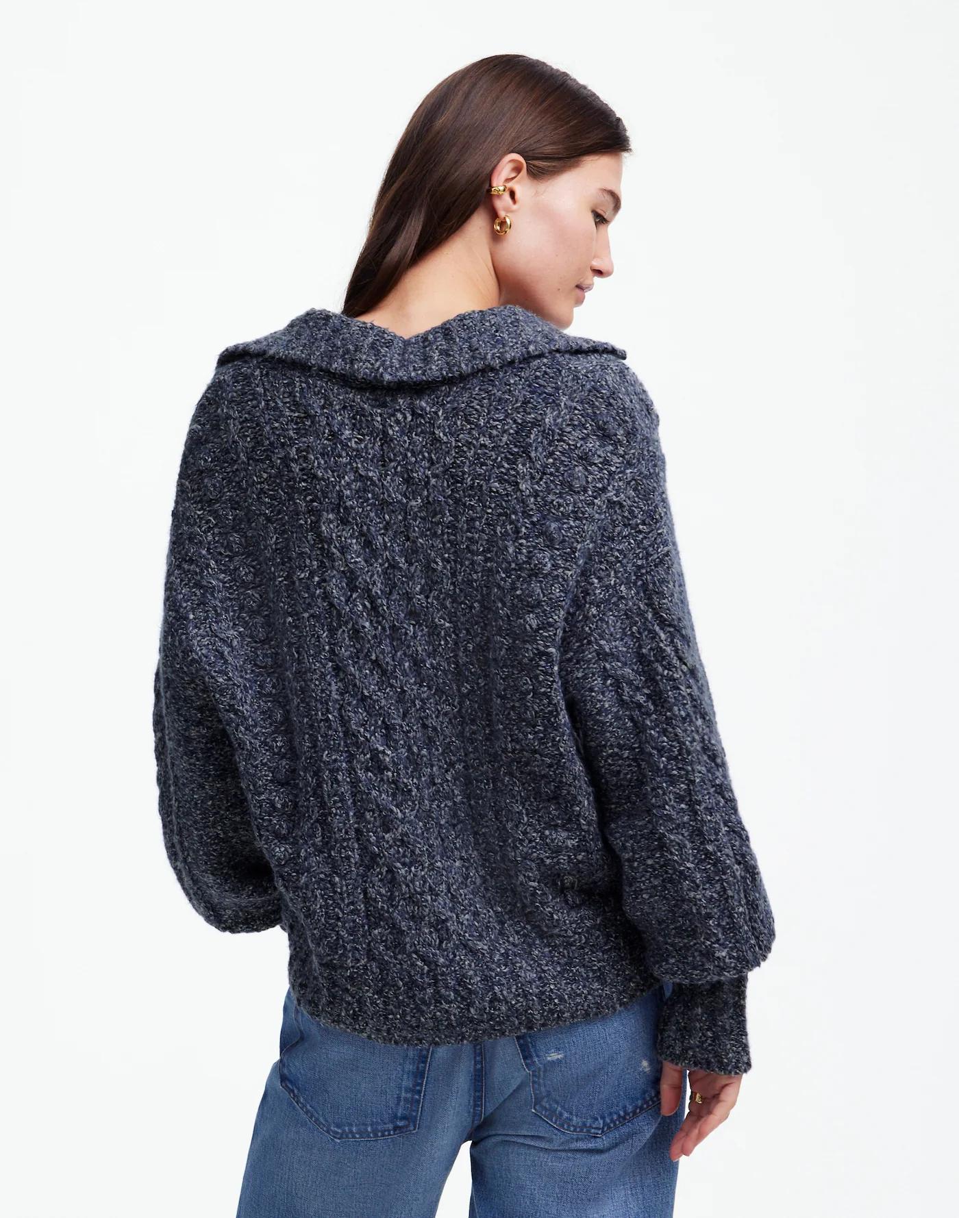 Cotton-Merino Wool Blend Cable-Knit Sweater Product Image