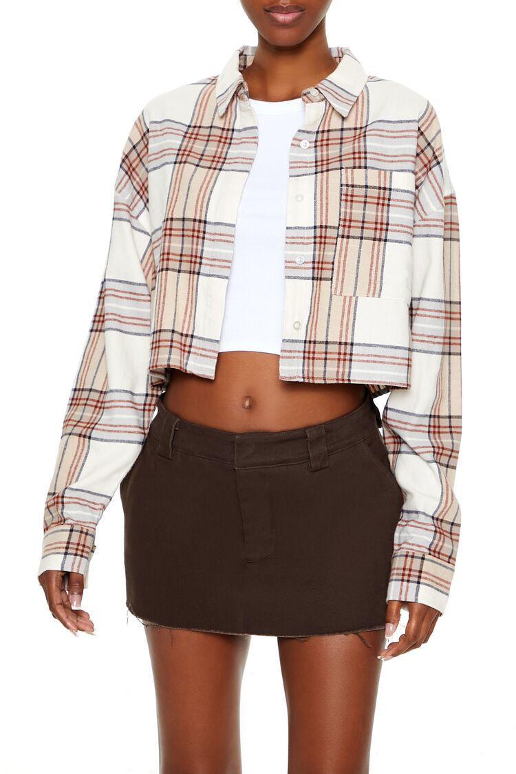 Cropped Plaid Flannel Shirt | Forever 21 Product Image