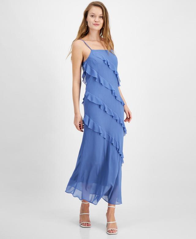 Lucy Paris Womens Daria Bias-Ruffled Maxi Slip Dress Product Image