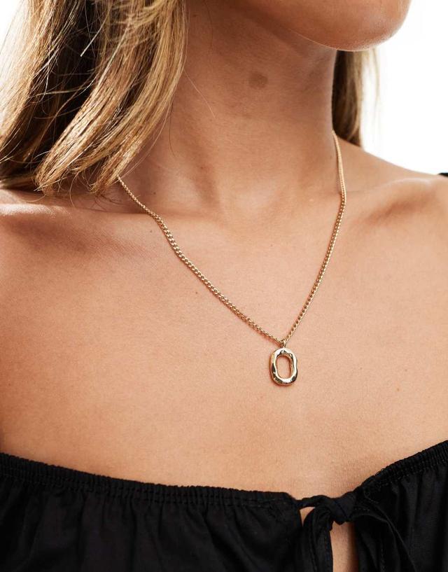 SVNX long gold chain necklace with gold pendant  Product Image