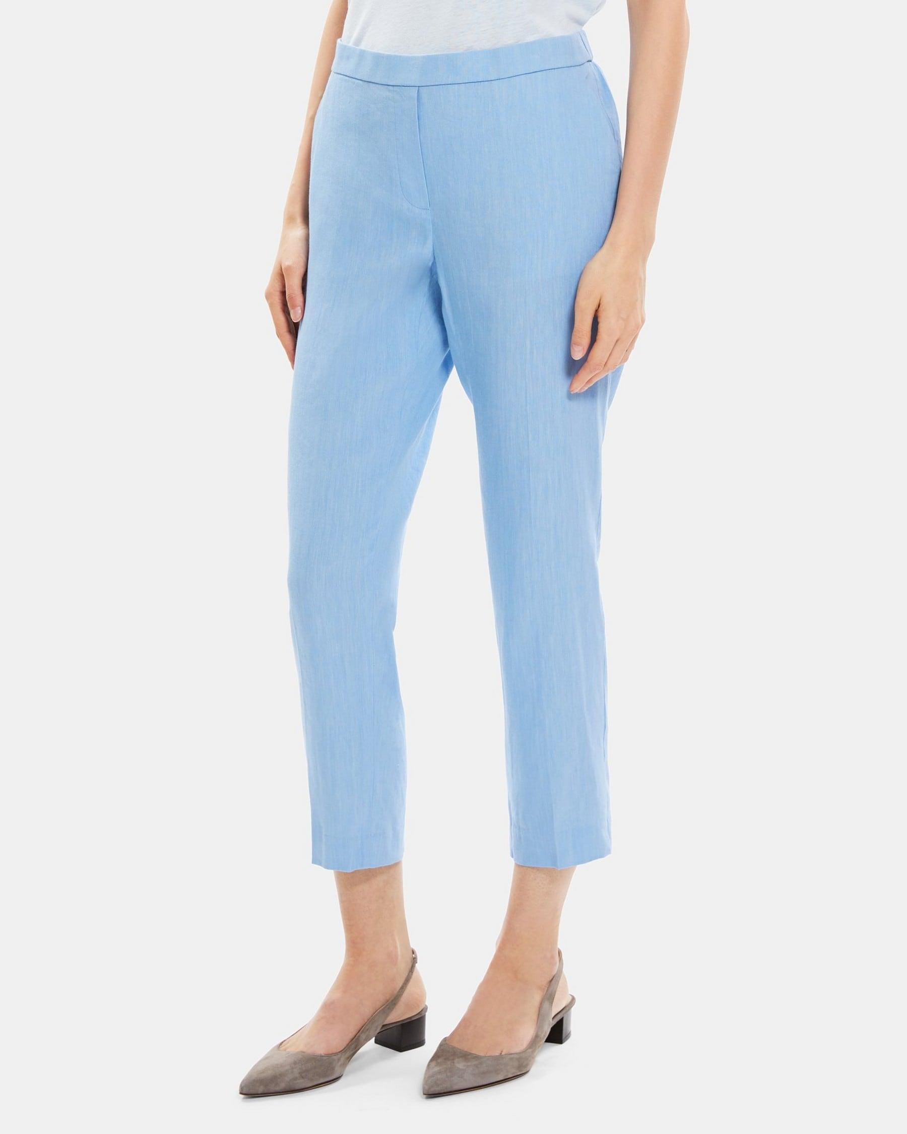 Slim Cropped Pull-On Pant in Linen-Blend Product Image