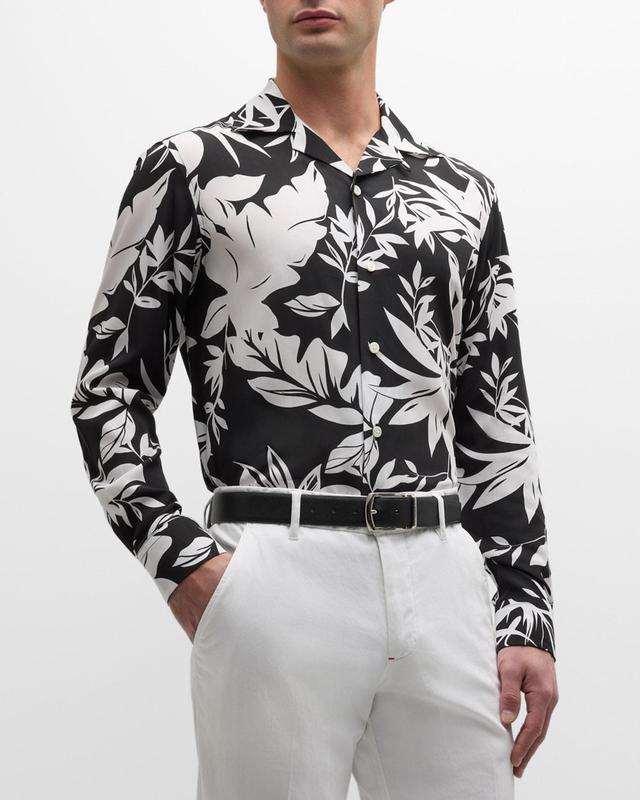 Mens Floral Long-Sleeve Camp Shirt Product Image