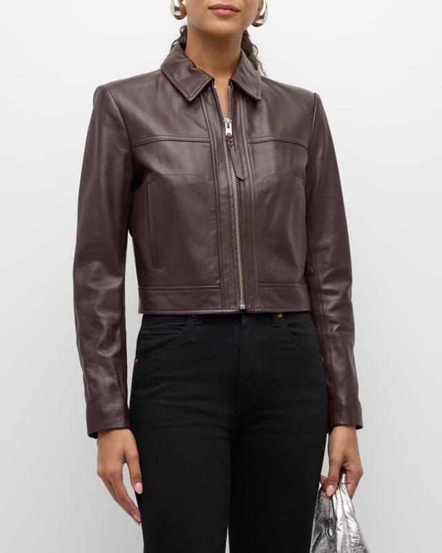 Moma Cropped Leather Jacket Product Image