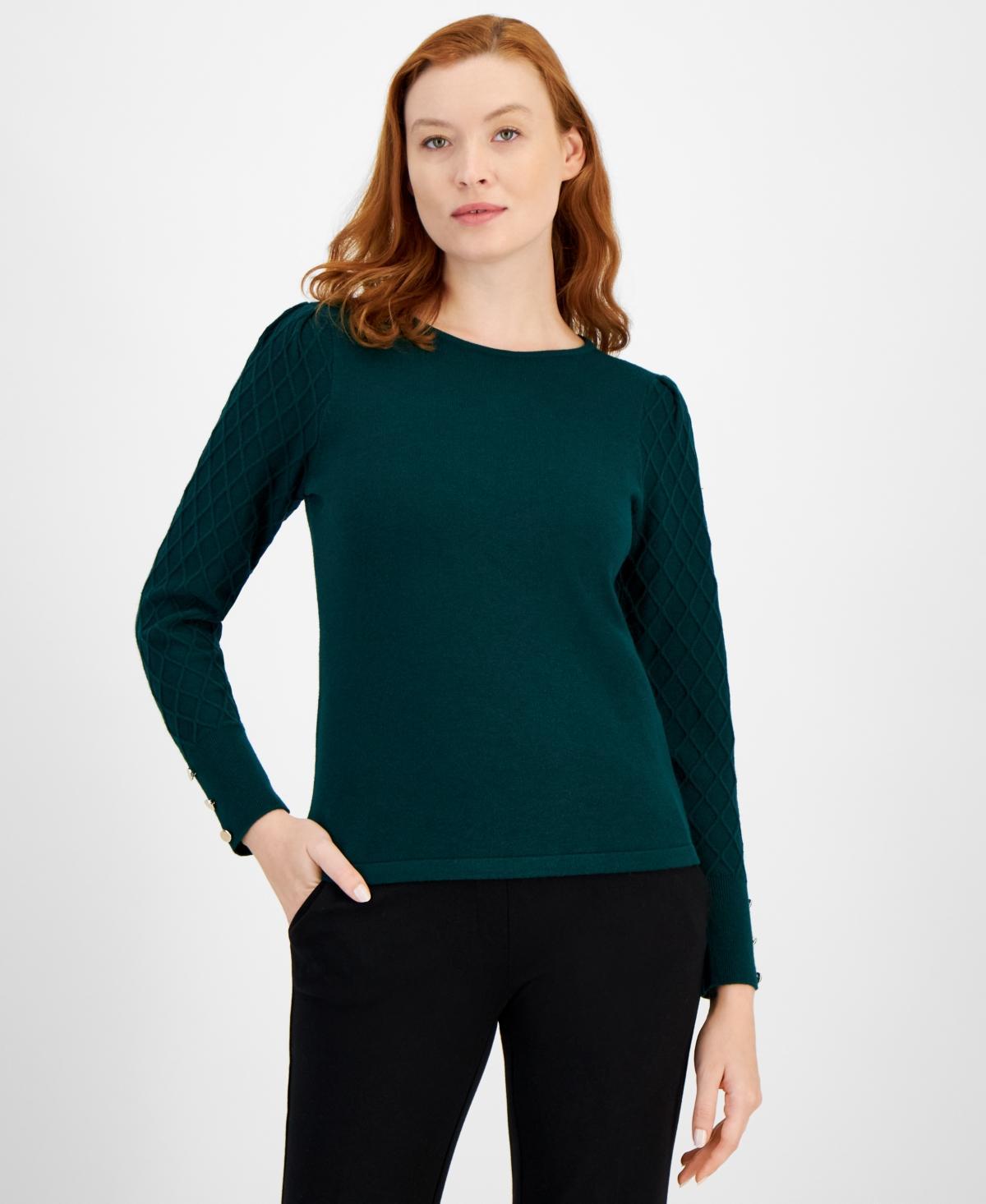 Anne Klein Womens Diamond-Sleeve Sweater Product Image