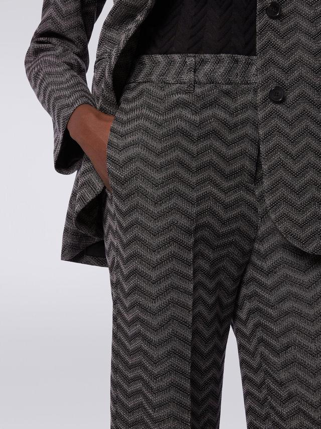 Straight cotton chevron trousers White, Black & Beige | Missoni Product Image