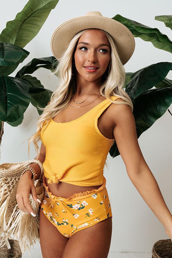 Resort Vibes Ribbed Bikini Crop Top in Marigold Product Image