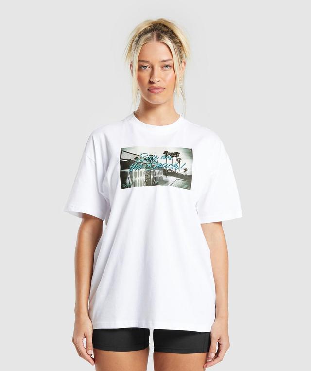 Gymshark Sets On The Beach Oversized T-Shirt - White Female Product Image