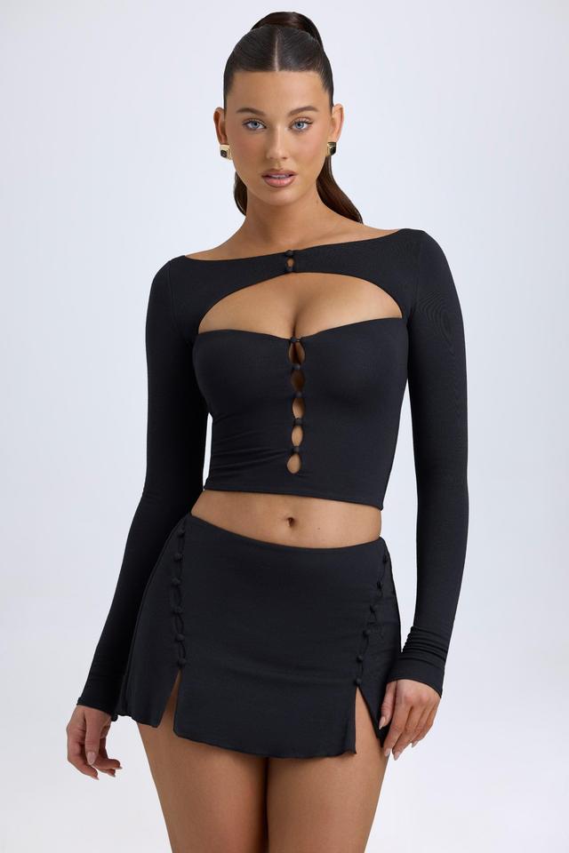 Modal Cut-Out Button-Detail Top in Black Product Image