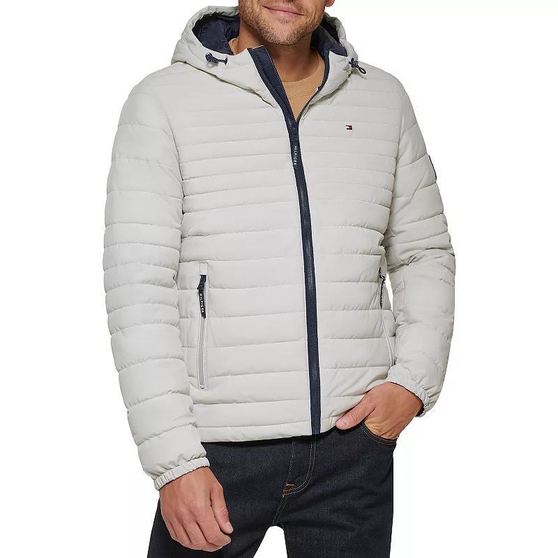 Mens Tommy Hilfiger Hooded Puffer Jacket Brown Product Image