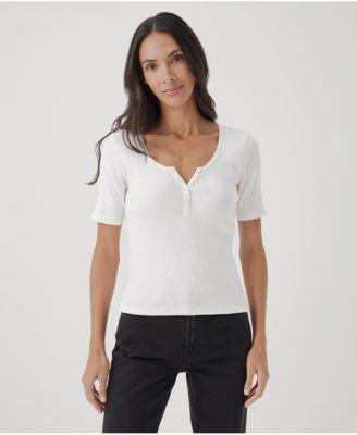 Womens Favorite Rib Henley Top 3XL Product Image