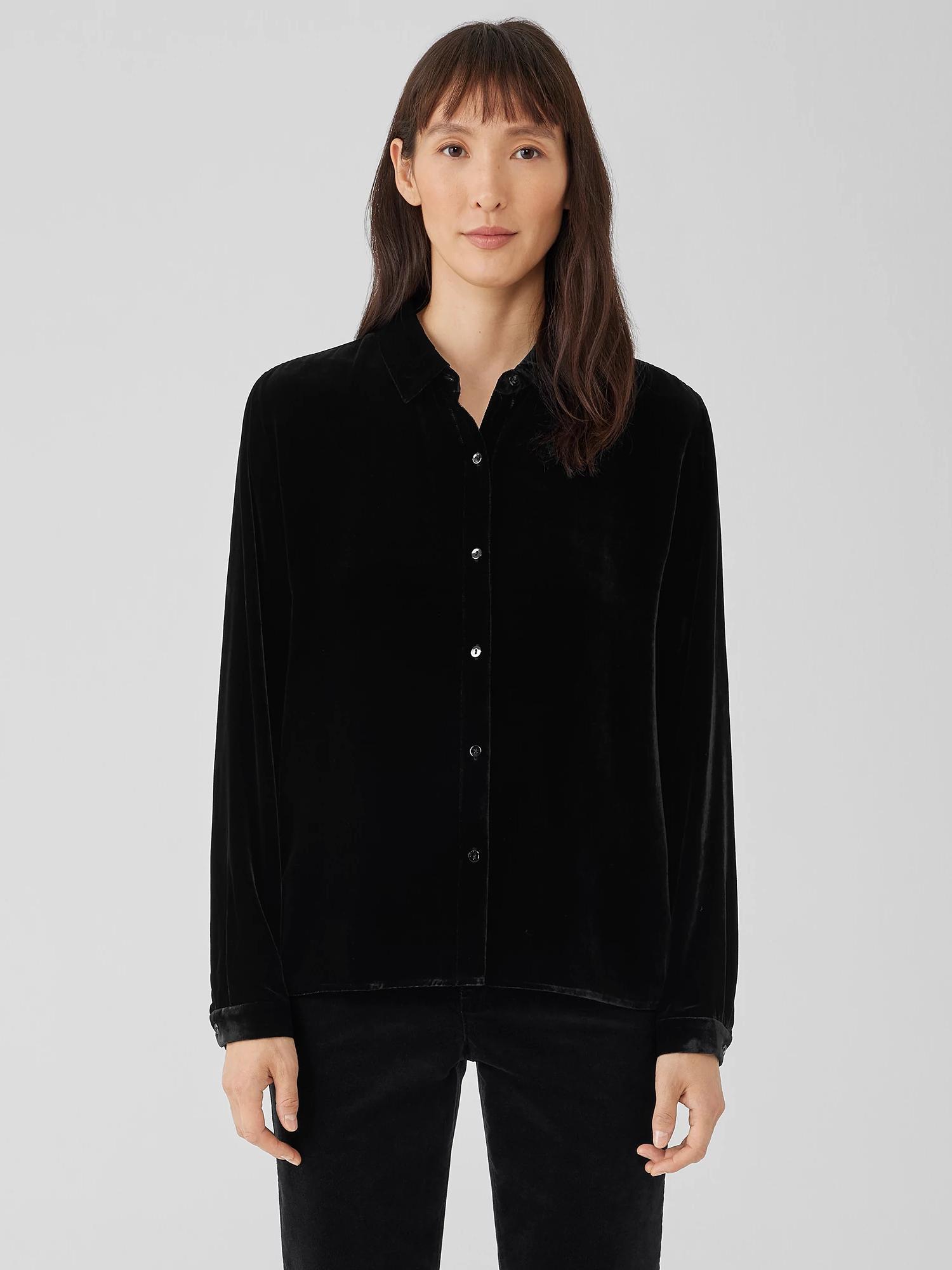 EILEEN FISHER Velvet Classic Collar Shirtfemale product image