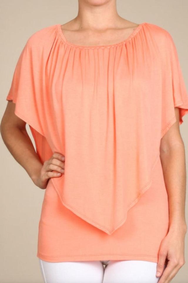 Convertible Neckline Top - Apricot Female Product Image