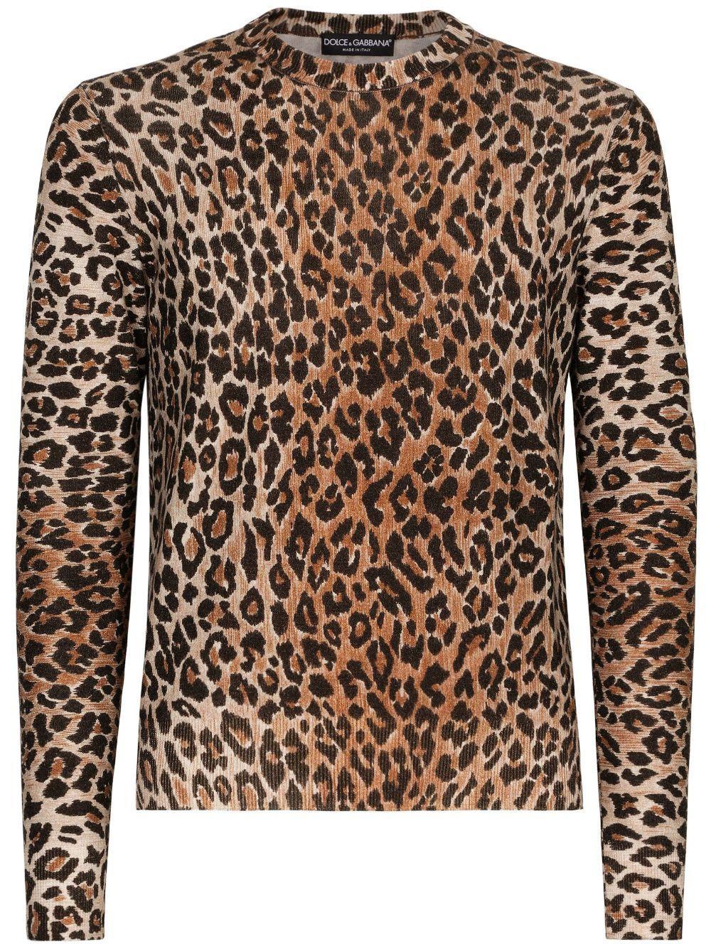 Leopard-print Wool Jumper In Animal Print Product Image