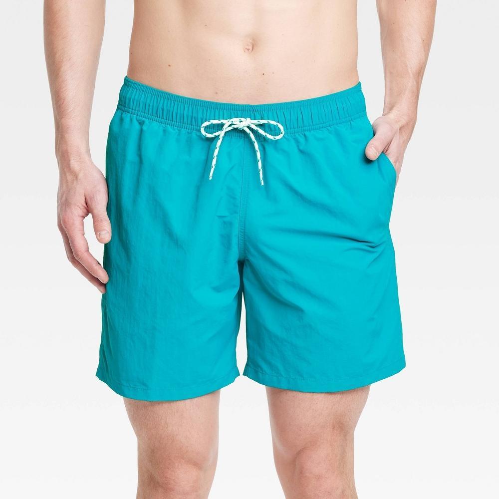 Mens 7 Swim Shorts - Goodfellow & Co Aqua Blue M Product Image