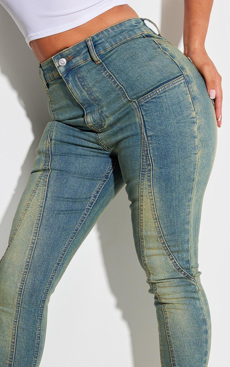 Shape Indigo Blue Wash Panel Detail Skinny Jeans Product Image