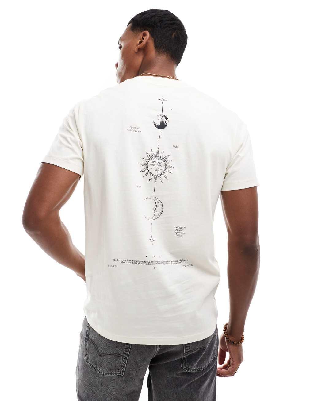 ASOS DESIGN T-shirt with back print in cream Product Image