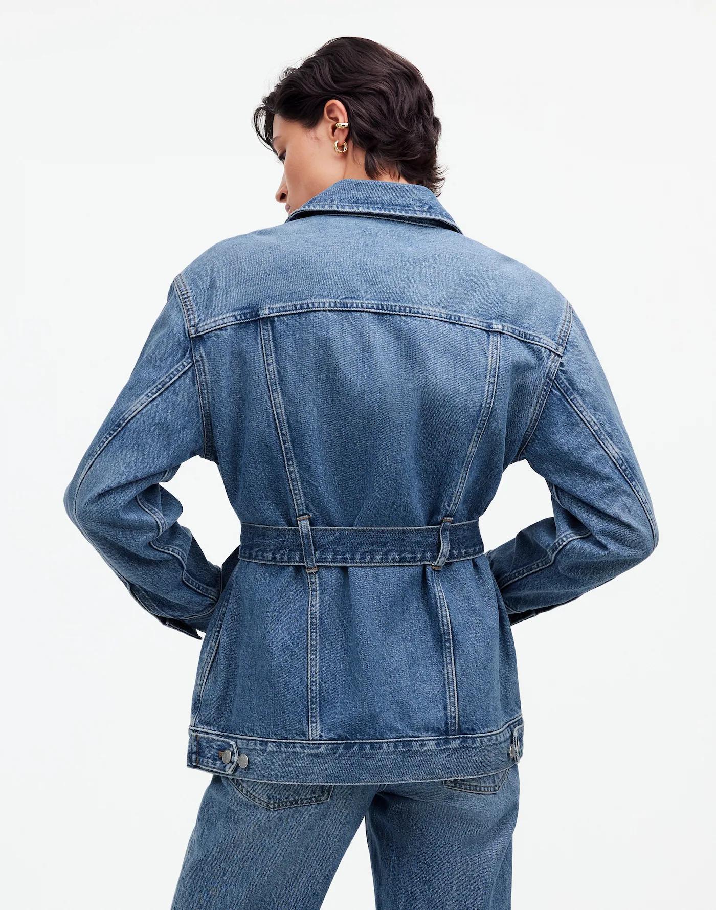 Belted Oversized Trucker Jean Jacket Product Image