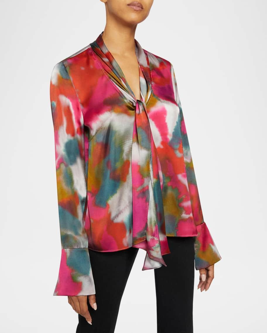 Amanda Tie-Neck Charmeuse Blouse Product Image