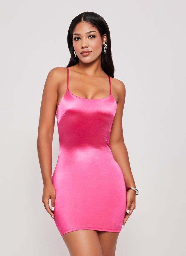 Womens Satin Scoop Neck Cami Dress Product Image